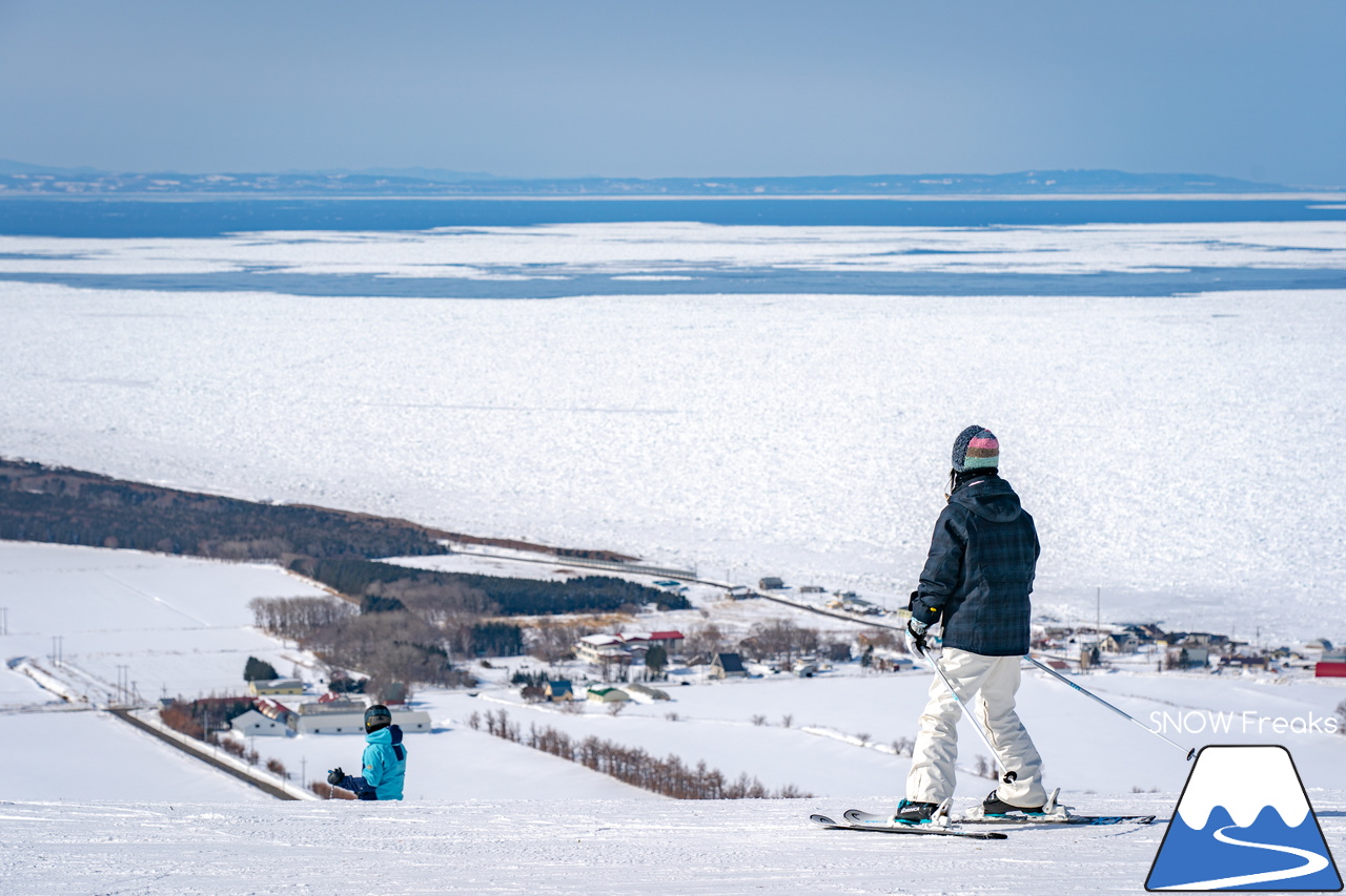 斜里町ウナベツスキー場｜オホーツク海を埋め尽くす真っ白な流氷を見ながら滑る。このエリアならではの滑走体験を楽しみましょう！
